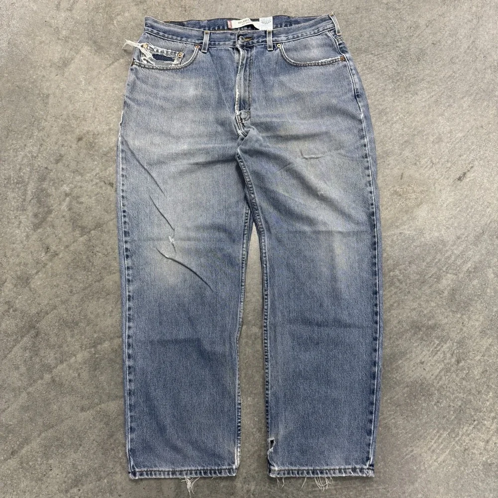 Vintage Levi's 550 Jeans Mens 36x29 Blue Light Wash Relaxed Fit Denim Thrashed